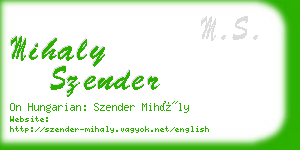 mihaly szender business card